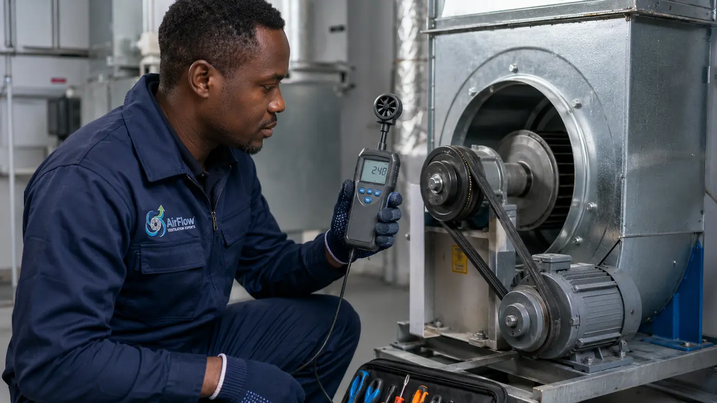 Technician servicing an extractor fan